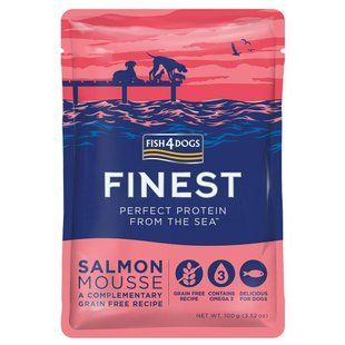 Натуральний вологий корм для собак Мус з чистого лосося Fish4Dogs Finest 100 г 32282 фото